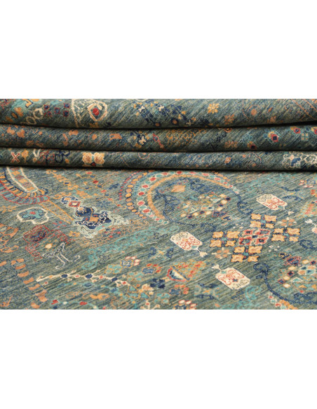 Rug Shahi Fine Pakistan 270x356 Teal Gold Rust