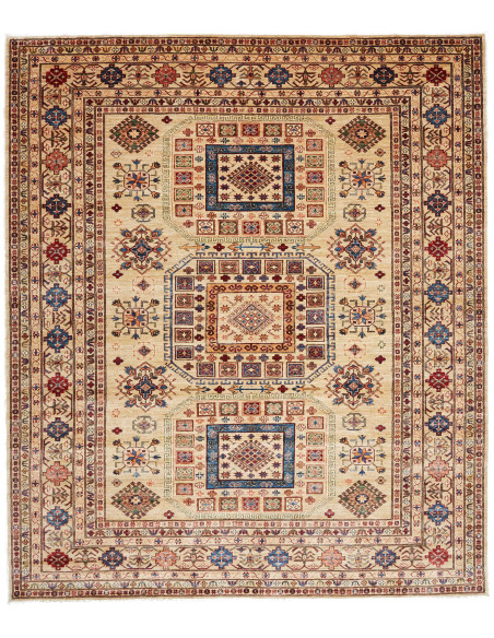Rug Kazak Fine Pakistan 261x304 Beige Blue Red
