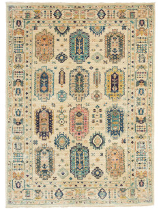 Tappeto Tribal Pakistan 147x201 Crema Beige Blu