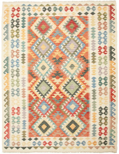 Rug Kilim Afghanistan yellow sky blue 183x238