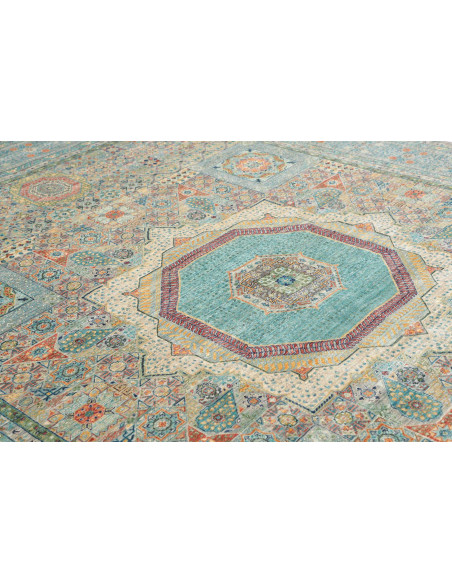 Rug Mamlouk Pakistan 278x377 Teal Blue Cream Or