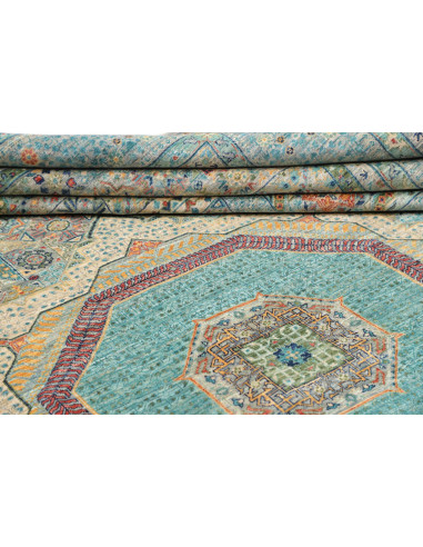 Rug Mamlouk Pakistan 278x377 Teal Blue Cream Or