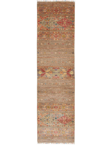 Rug Rubin Pakistan 77x296 Taupe Brown Brick Red