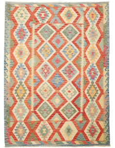 Rug Kilim Afghanistan maroon sky blue 174x239