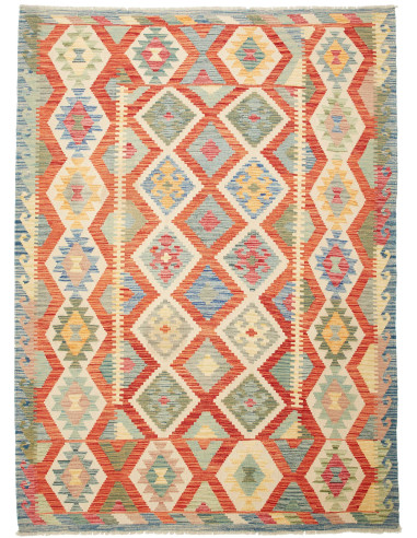 Rug Kilim Afghanistan maroon sky blue 174x239
