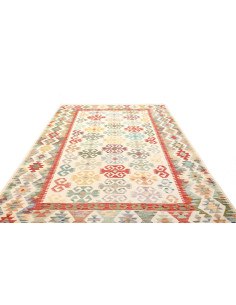 Rug Kilim Afghanistan white red 201x302 2
