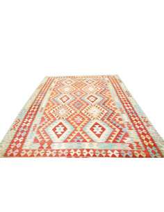 Rug Kilim Afghanistan white orange 205x299 2