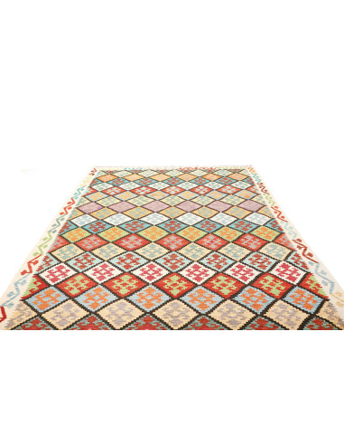 Tappeto Kilim Afghanistan bianco verde 207x298