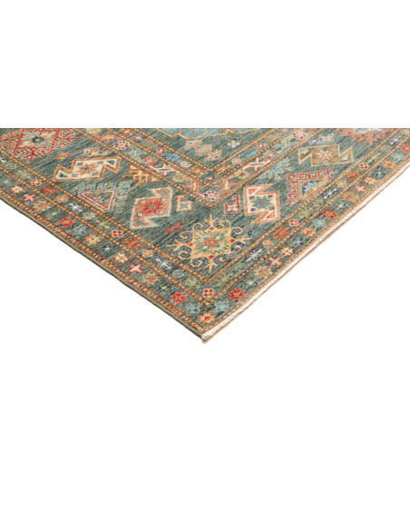 Rug Kazak Fine Pakistan 245x314 Teal Red Coral