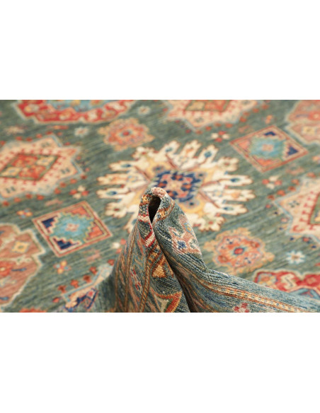 Rug Kazak Fine Pakistan 245x314 Teal Red Coral
