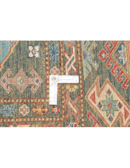 Rug Kazak Fine Pakistan 245x314 Teal Red Coral