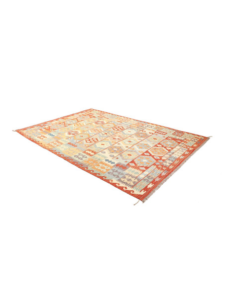 Rug Kilim Afghanistan white yellow 203x294