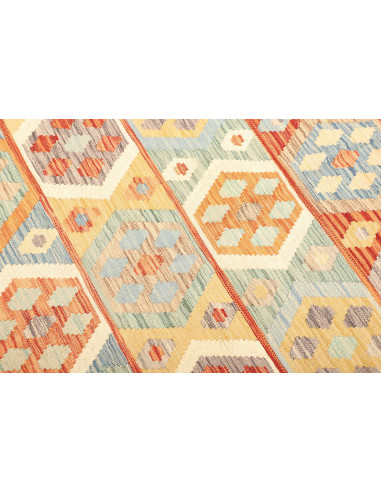 Rug Kilim Afghanistan white yellow 203x294