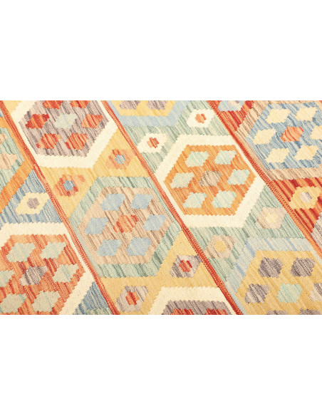 Rug Kilim Afghanistan white yellow 203x294