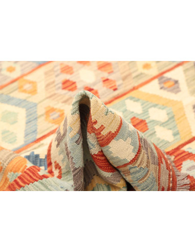 Rug Kilim Afghanistan white yellow 203x294