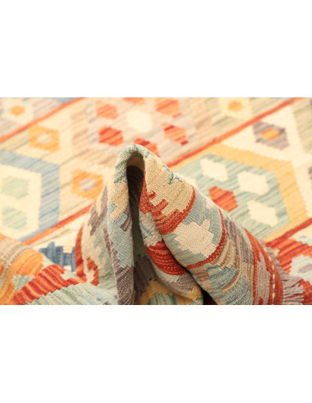 Rug Kilim Afghanistan white yellow 203x294