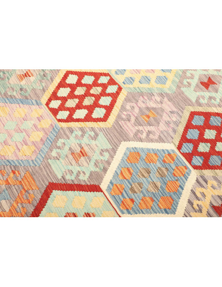 Rug Kilim Afghanistan white red 204x304