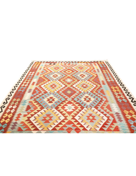 Rug Kilim Afghanistan white red 203x300