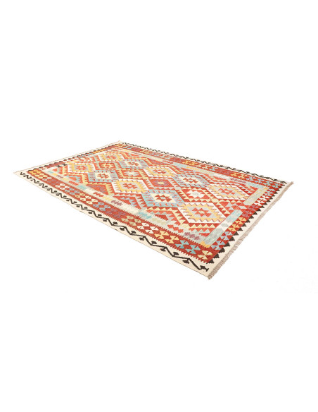 Rug Kilim Afghanistan white red 203x300