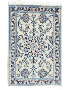 Tappeto Nain Kashmar Persia bianco blu 60x90