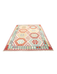 Tappeto Kilim Afghanistan bianco azzurro 155x209 2