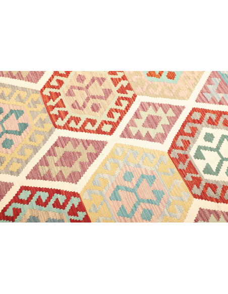 Tappeto Kilim Afghanistan bianco azzurro 155x209