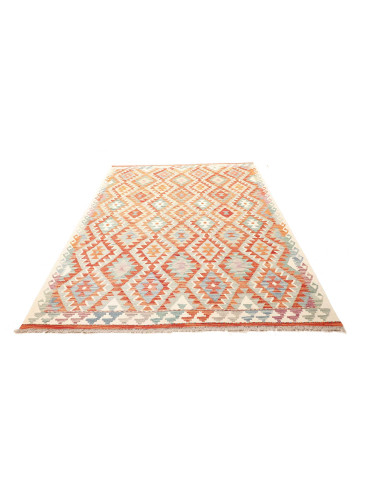 Tappeto Kilim Afghanistan bianco arancione 170x252
