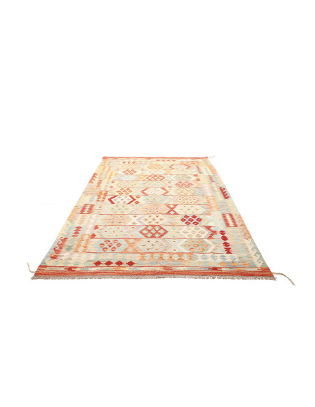 Rug Kilim Afghanistan white red 173x240