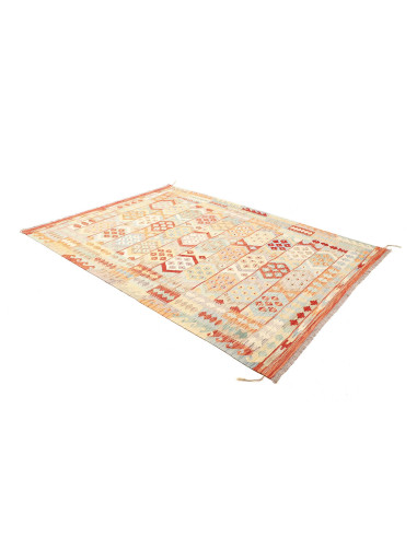 Rug Kilim Afghanistan white red 173x240