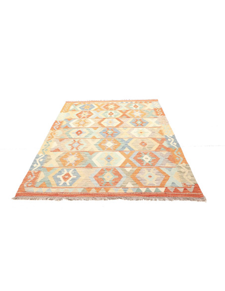 Tappeto Kilim Afghanistan bianco giallo 150x200