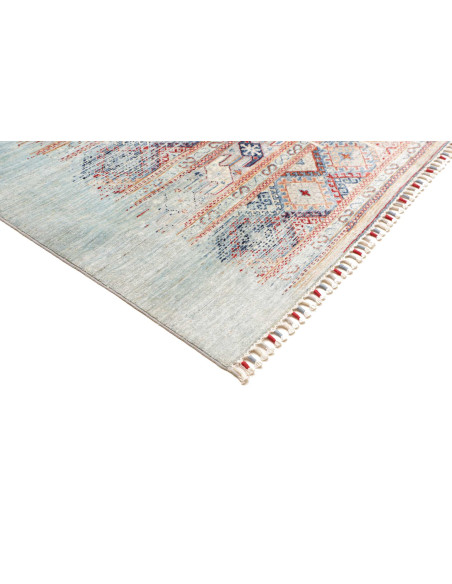 Rug Siva Pakistan 246x356 Aqua Blue Terracotta
