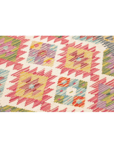 Tappeto Kilim Afghanistan 79x254 Avorio Rosa