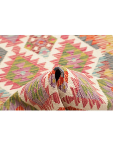 Tappeto Kilim Afghanistan 79x254 Avorio Rosa