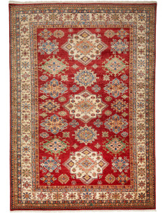 Rug Kazak Fine Pakistan 209x290 Red Ivory Blue