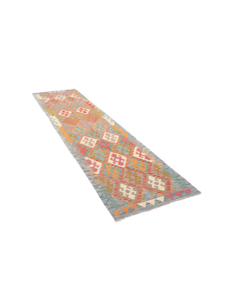 Rug Kilim Afghanistan 78x297 Pastel Blue Coral