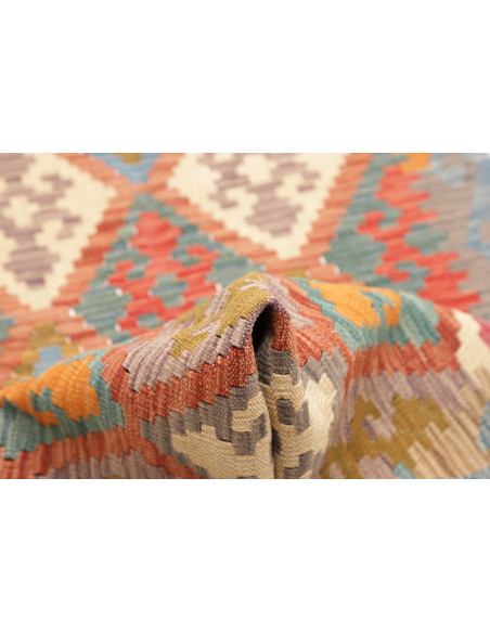 Rug Kilim Afghanistan 78x297 Pastel Blue Coral
