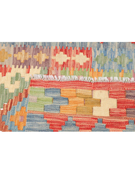 Rug Kilim Afghanistan 83x280 Coral Sky Blue
