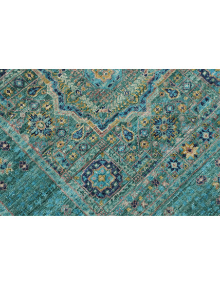 Rug Mamlouk Pakistan 82x396 Teal Of Beige