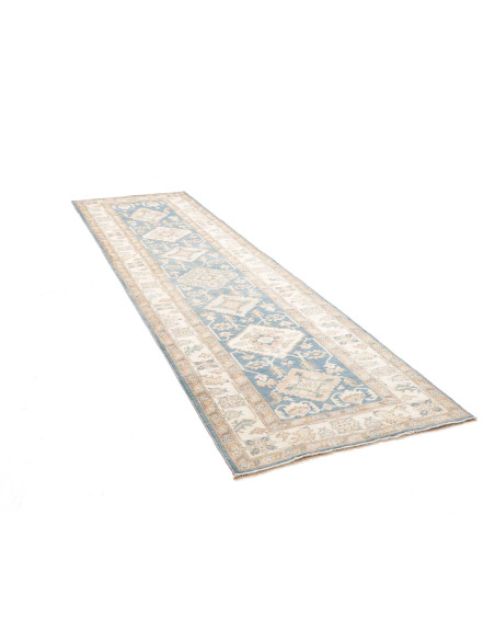 Rug Kazak Afghanistan 100x350 Sky Blue Ivory