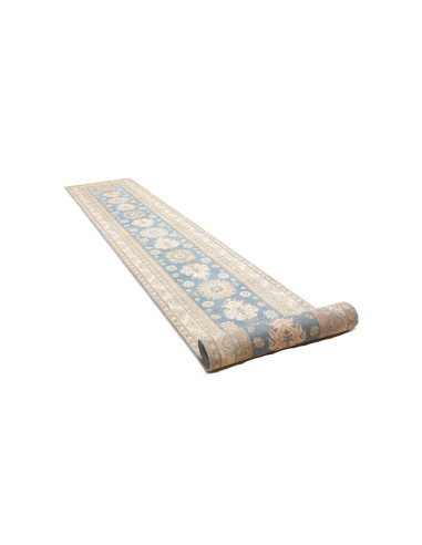Tappeto Kazak Afghanistan 80x582 Azzurro Crema