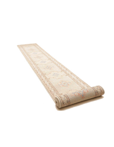 Tappeto Kazak Afghanistan 78x605 Crema Blu Ciel