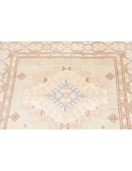 Tappeto Kazak Afghanistan 78x605 Crema Blu Ciel
