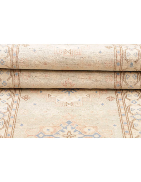 Tappeto Kazak Afghanistan 78x605 Crema Blu Ciel
