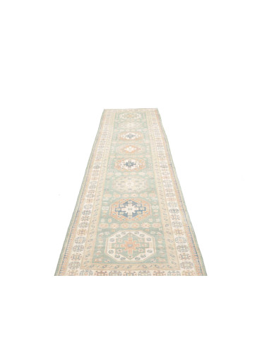 Tappeto Kazak Afghanistan 83x354 Azzurro Tenue