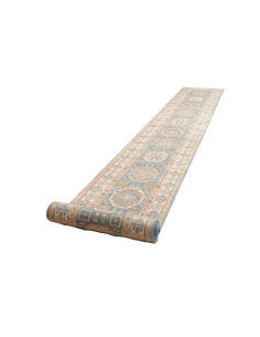 Tappeto Kazak Afghanistan 79x586 Blu Cielo Crem 2