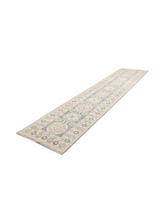 Tappeto Kazak Afghanistan 90x394 Blu Polvere Be 2