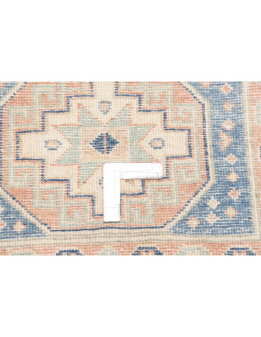 Rug Kazak Afghanistan 90x394 Dusty Blue Beige