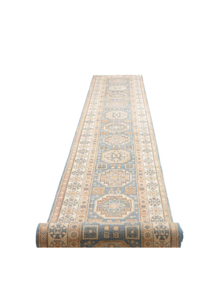 Rug Kazak Afghanistan 83x586 Light Blue Cream