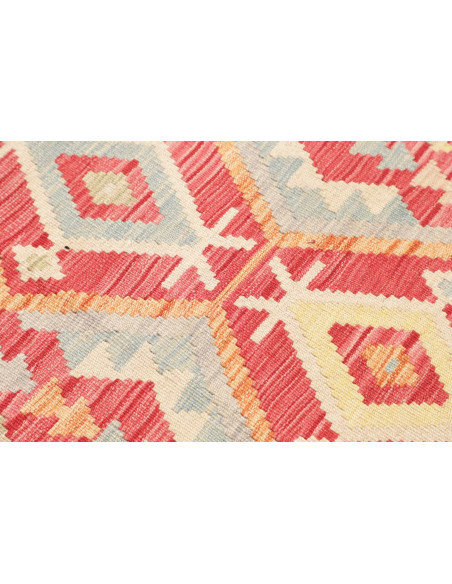 Rug Kilim Afghanistan 74x243 Coral Red Light Bl