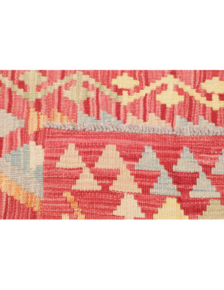 Rug Kilim Afghanistan 74x243 Coral Red Light Bl